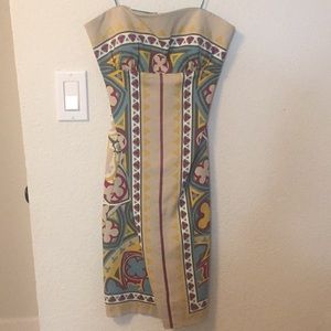 Nicole Miller Collection strapless printed dress